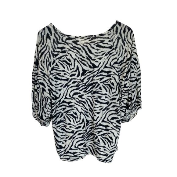 Michael Kors Black and White Zebra Print Blouse - XL - Picture 3 of 5